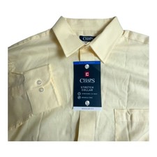 NEW Chaps Dress Shirt Men's Size 16 34/35 Yellow Long Sleeve Performance Regular