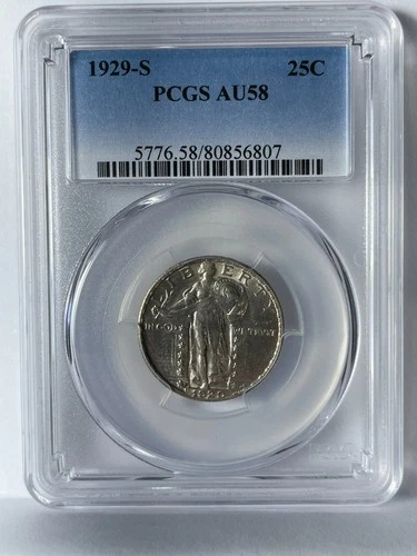 1929 S - 25c Standing Liberty Quarter - PCGS AU 58