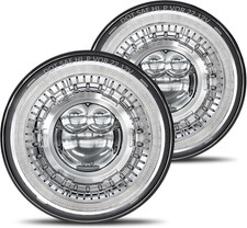 7" Halo Led Headlights W/Start-Up Gradient Starry for Jeep Wrangler JK JKU TJ LJ