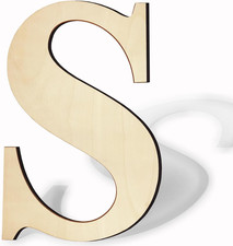 17 Inch Unfinished Wood Letter for Wall Decor, Paintable Thick Wooden Letter for
