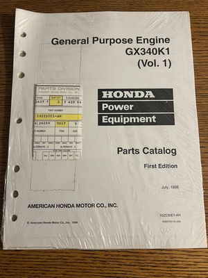 #ad #ad OEM Honda GX340K1 Vol 1 Parts Catalog 1st Ed Jul 1996 $16.95