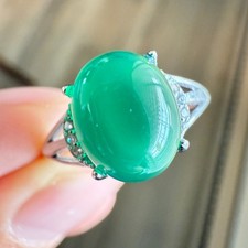925 Sterling Silver Ring 10x8mm Green Natural Emerald Gemstone Zircon Women Cute