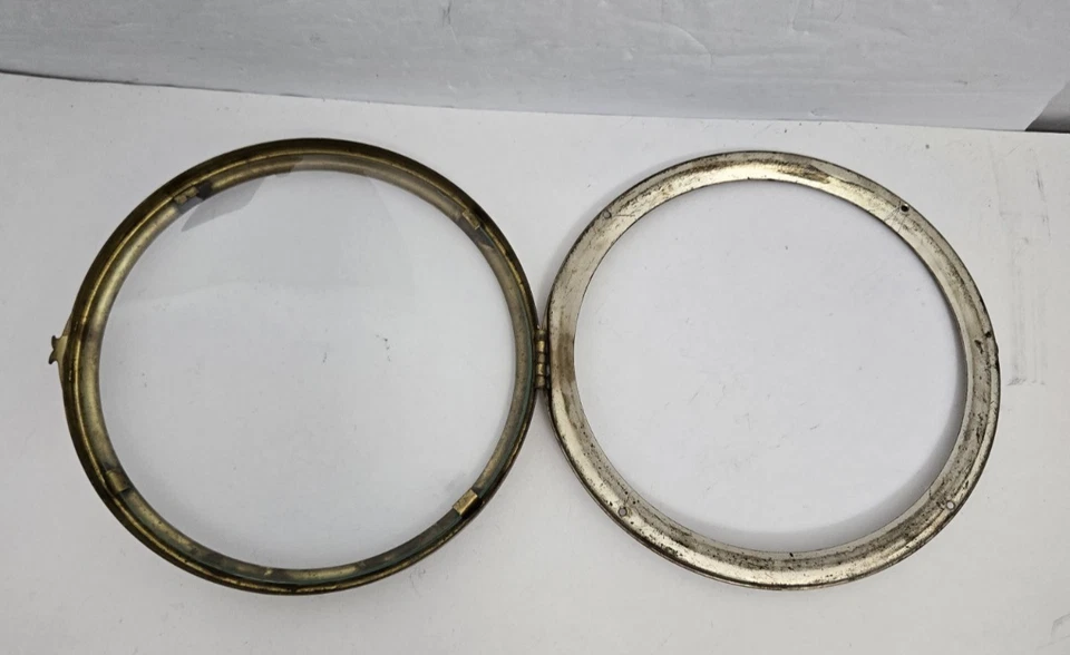 Antique INGRAHAM Mantle Clock Brass Round Bezel & Glass Replacement - Image 2 of 4
