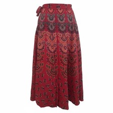 Cotton Printed Summer Wrap Skirt Women OSFA Belt Tie Closure Boho Beach Casual