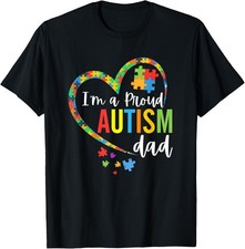 I'm A Proud Autism Dad Love Heart Autism Awareness Puzzle T-Shirt