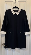 Tommy Hilfiger Women's White Collard Dress Size 12 Knee Length 3/4 Sleeve