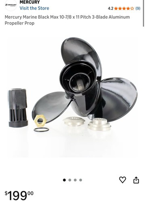 #ad #ad Mercury Marine Black Max 10 7 8 x 11 Pitch 3 Blade Aluminum Propeller Prop $149.99