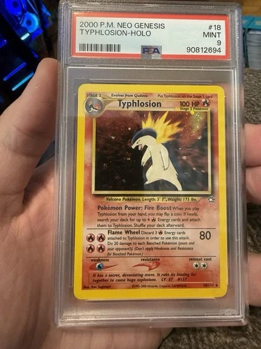 2000 POKEMON NEO GENESIS #18 TYPHLOSION-HOLO PSA 9