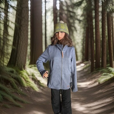 G.I.G.A. DX by Killtec Womens Knit Fleece Jacket Heather Zip Pockets Sz 10 Blue