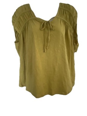 TERRA & SKY WOMENS SHIRRED TIE TOP SIZE 1X (16W-18W) NWT FREE SHIPPING