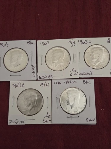 1964, 67, 68d, 69d, 1776-1976s KENNEDYS UNC A/U+. 1/.90 4/.40 +1 .90 QTR = 1+ OZ