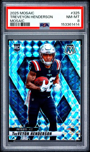 2025 PANINI MOSAIC MOSAIC #325 TREVEYON HENDERSON ROOKIE RC PSA 8