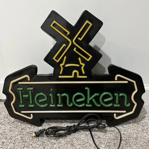 Vintage Heineken Windmill Neon Bar Sign Box Light Phase Four Productions