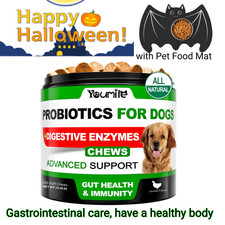 Probiotics for Dogs Digestive Enzymes for Good Health Itchy Skin with food mat