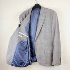 Stafford Signature Men's 46R Slim Fit Glen Check Plaid Wool Blazer Sport Coat