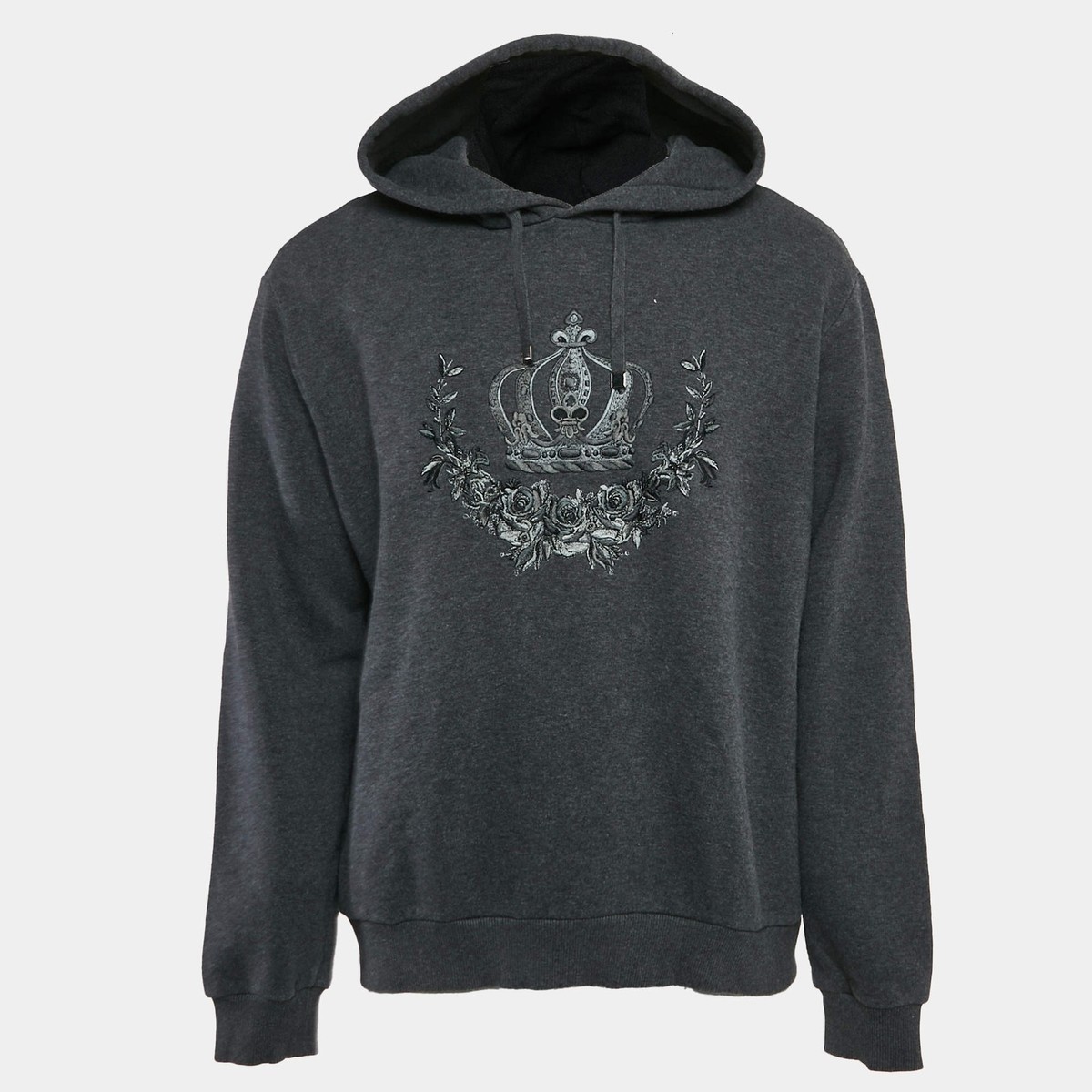Dolce Gabbana Grey Crown Embroidered Cotton Hoodie XXL | eBay