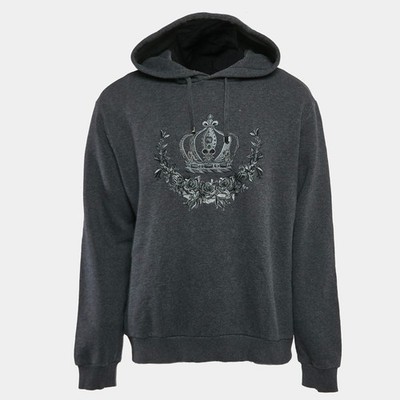 52サイズ DOLCE&GABBANA パーカー カシミヤ XXL相当 グレー Dolce Gabbana Grey Crown Embroidered Cotton Hoodie XXL | eBay