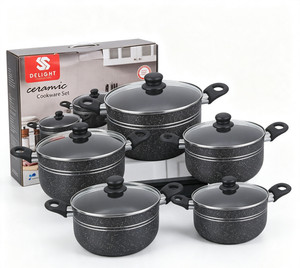 Non Stick Ceramic Cookware Set Casserole Pots Pan Lids Induction Kitchen Gift Se