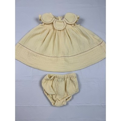 Sophie & Lucas Petal Float Dress and Bloomers Set Yellow Cotton Gauze 9M Summer