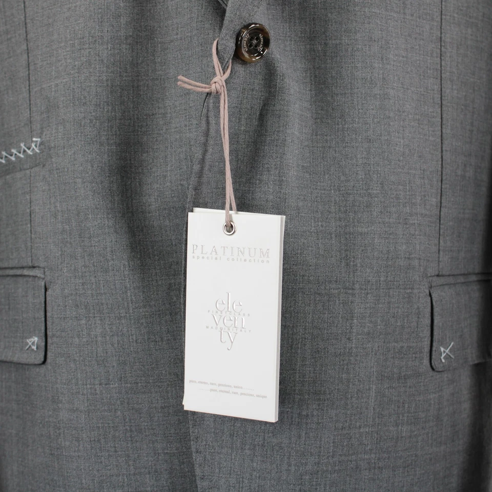 Eleventy Platinum 全新带标签羊毛运动外套/西装外套 56 码(46R 美国)纯色灰色 — 第 3/4 张图片