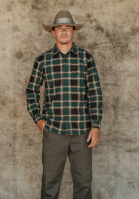 Filson Field Flannel Shirt L Brown Blue Plaid Men's Cotton Flannel