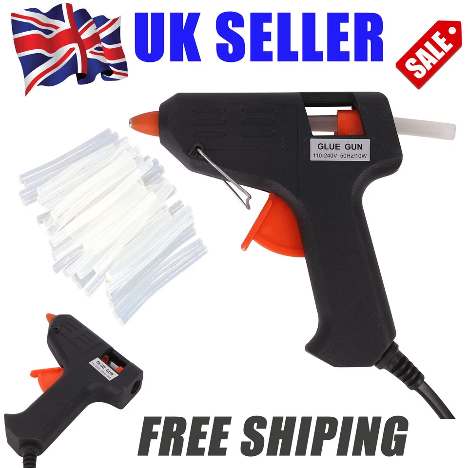 Hot Melt Mini Glue Gun Electric with 100 Adhesive Glue Sticks Hobby Craft DIY UK