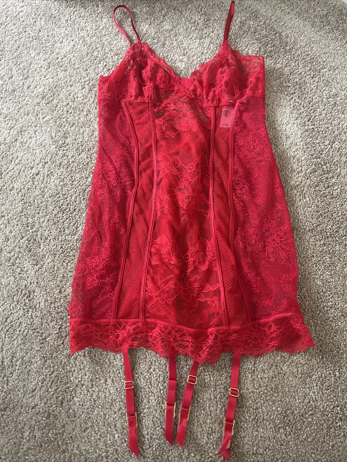 Victoria’s Secret Red Lace Slip Garter Lingerie Sexy Size Small eBay