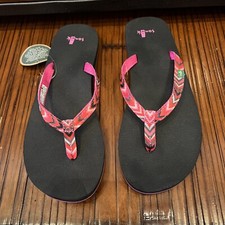 Sanuk Sz 6 M Pink Black Flip Flop Synthetic Women Sandals Instaplay Cloth