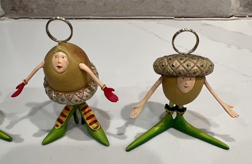 DEPT 56 KRINKLE Set of 4 PATIENCE BREWSTER ACORN PLACECARD HOLDERS OR ORNAMENTS - Picture 3 of 11