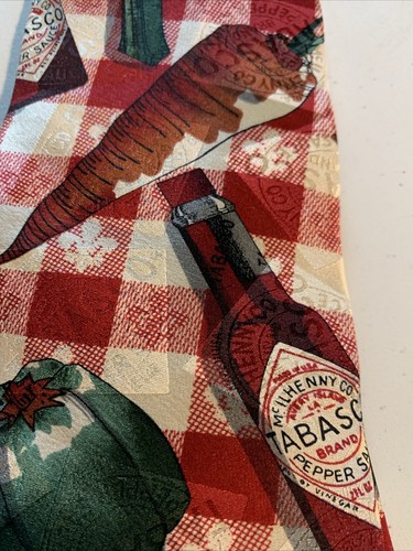Vintage Tabasco Krawatte Neuheit 100 % Seide 4" breit helle Farben lustige Krawatte gebraucht, in einwandfreiem Zustand - Bild 3 von 7