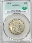 1957-D Franklin Half Dollar CACG MS65+ CAC Just Graded Mint set toning #L112