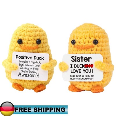 Crochet Yellow Duck Emotional Support  Cheer Up Ornaments for Home Office
