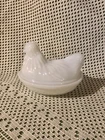 VTG Anchor Hocking White Milk Glass Chicken Hen on Nest Covered Dish
