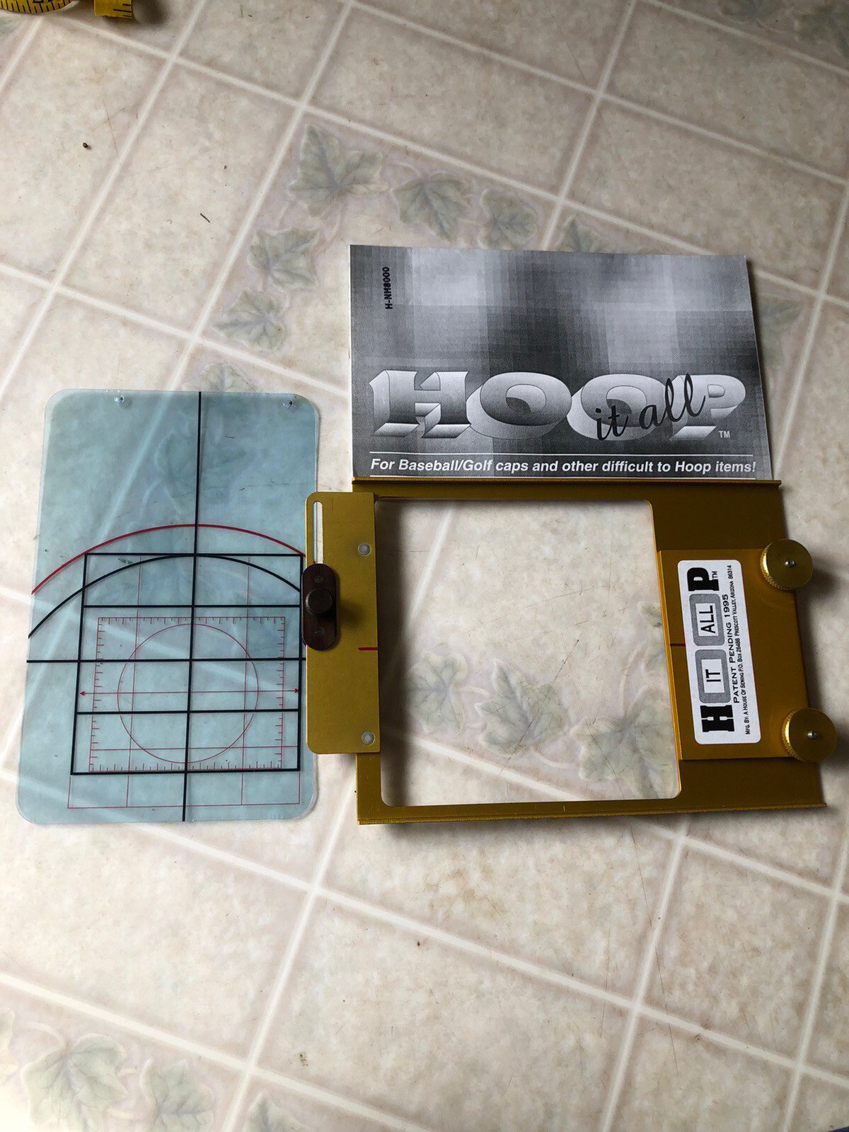 Hoop It All Hat Cap Embroidery Hoop w/ Grid & Instructions eBay