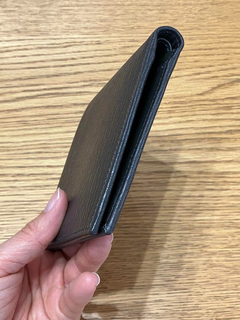 Salvatore Ferragamo New Unused Bifold Wallet Dark Gray & Khaki Leather Solid image 7