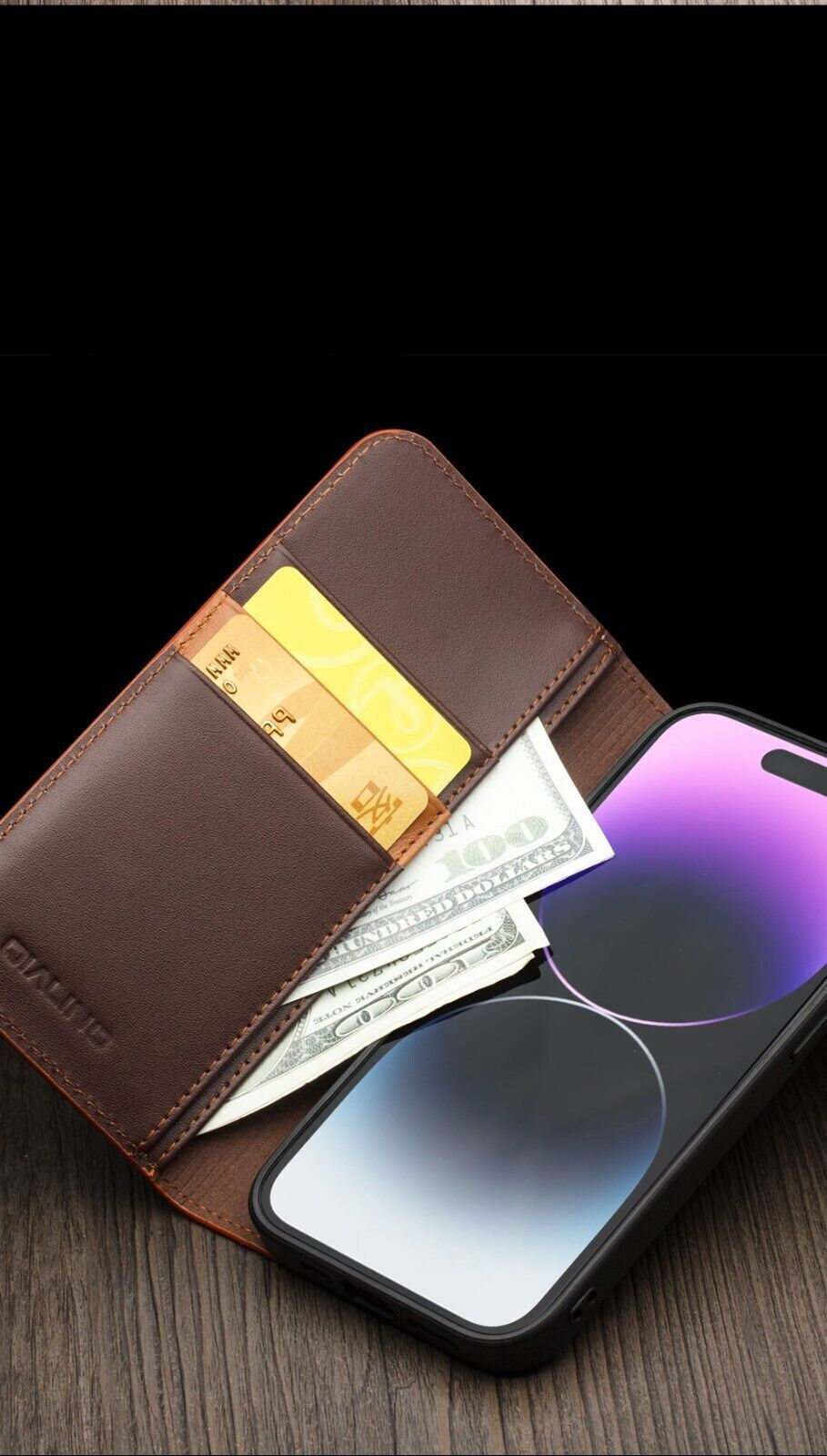 Genuine Leather wallet Flip back Case for iPhone 12 13 14 15 15Pro Max