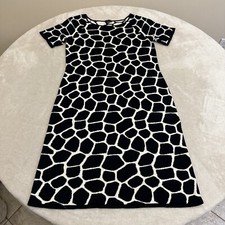 TALBOTS Women’s Black Beige Giraffe Theme DRESS Size Small