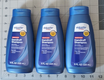 Equate Medicated Dandruff 3 Bottle Shampoo with Selenium Sulfide 1%, 11 Fl oz