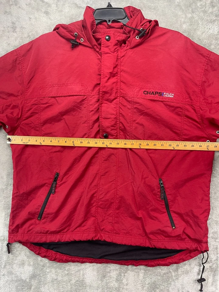 VTG Chaps Ralph Lauren Men's Hooded Pullover Windbreaker Jacket XL Red 1/4 Zip - Image 2 of 4