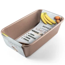 HAPPIELS Non Toxic Nonstick 5 x 9 inch Loaf Bread Pan (1lb) | Banana Bread Tin