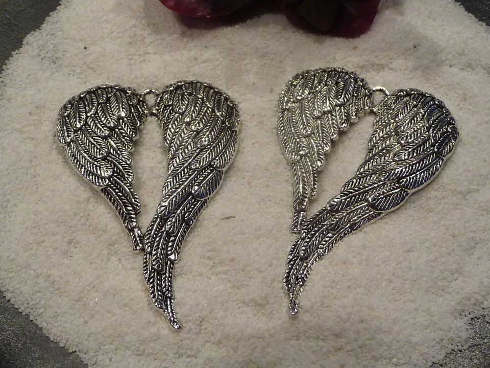 XXL Anhänger Engelsflügel filigran Engel Flügel silber Schmuck Kette 68x46 groß - Bild 2 von 4