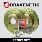 FRONT BRAKENETIC Sport Drilled Brake Rotors + Ceramic Pads BSK80098