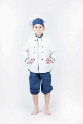 Childrens Costume Little Chef de Luxe Hat+Coat+Breeches Boys Girls Role Play
