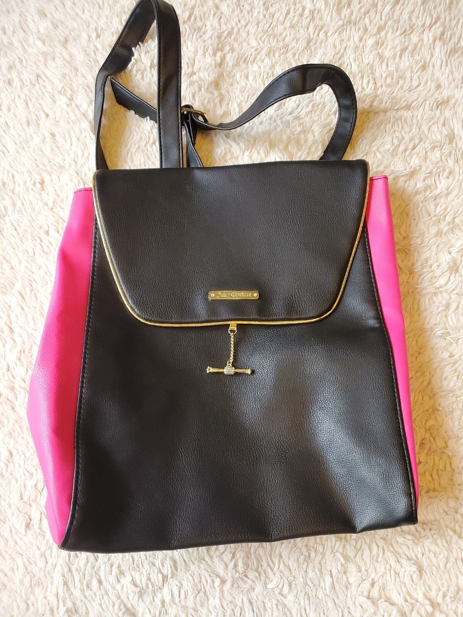 Juicy Couture Backpack Bag Purse Black Pink Faux Leather  display picture 3