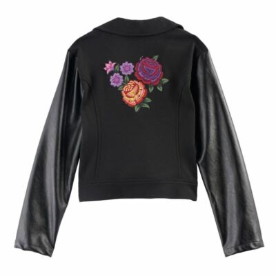 Girls' Disney D-Signed Coco Floral Applique Faux-Leather Moto