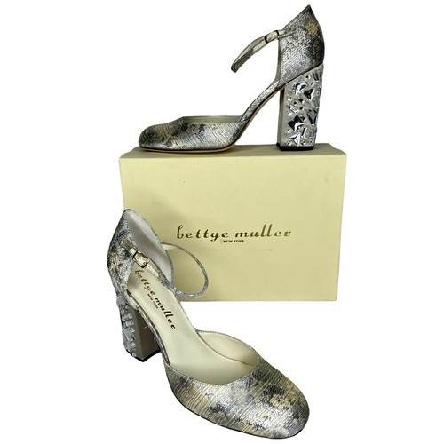 Bettye Muller Bejeweled Gold-CF Bedazzled Mary Jane Pumps Heels Sz 10M New - Picture 2 of 12