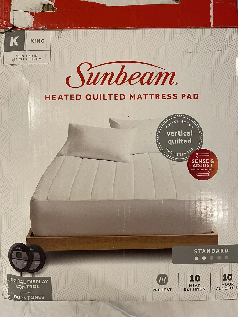 Sunbeam Quilted Heated Electric Mattress Pad Stripe Pattern King Size | eBay