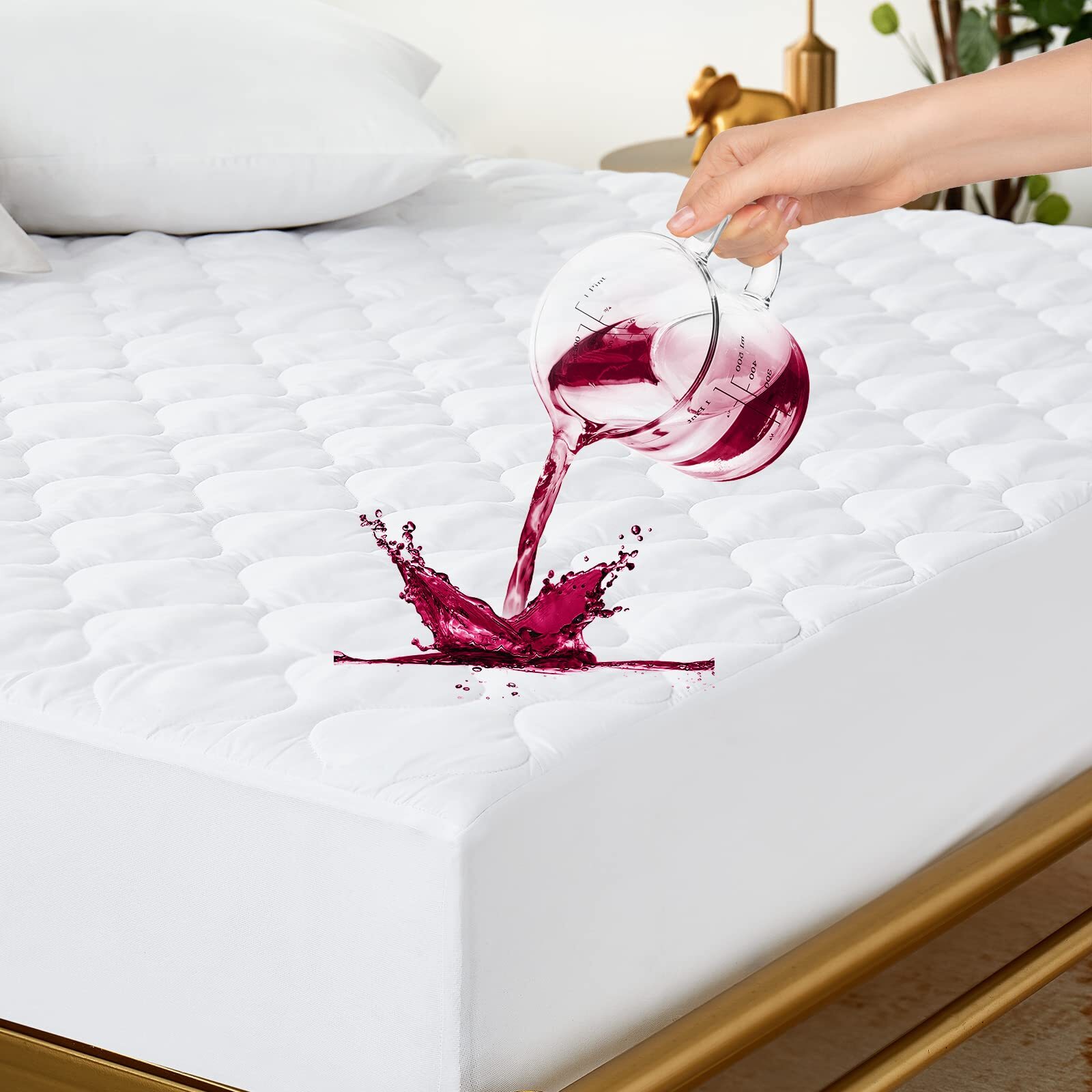 Mattress Protector 100% Waterproof Queen Size Quilted Fitted Cooling Mattress...-image