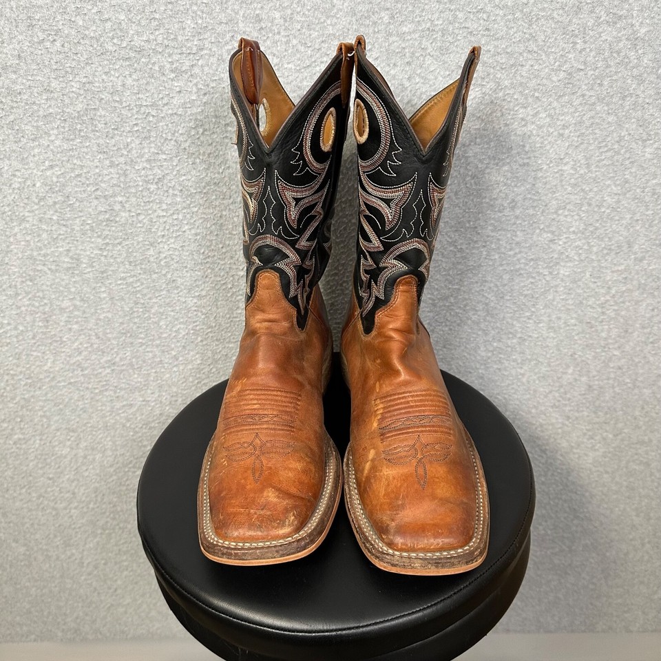 Justin boots mens 9.5 D brown caddo square toe western cowboy BR740