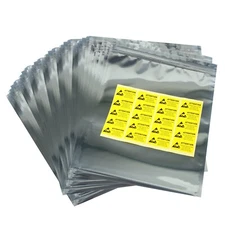 25 Zip Lock 8" X 10" Anti-Static ESD Bags and Labels; US Stock